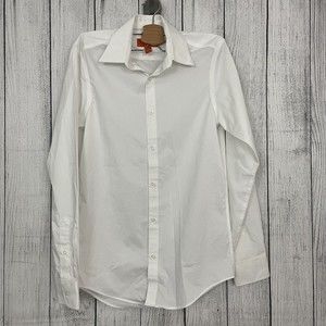 Egara Men's Size 14.5" White Stretch Extreme Slim Fit Button-Front Dress Shirt